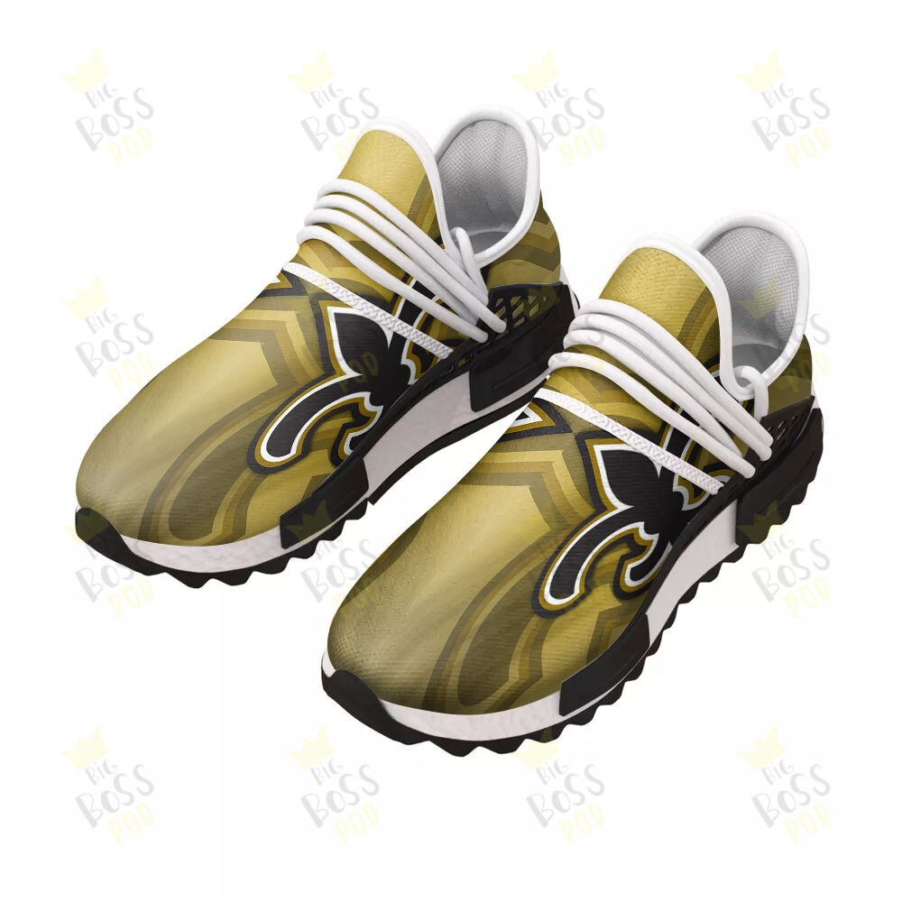 New Orleans Saints Logo Team Shadow Gold Grunge Gift For Saints Fans Sport Running Sneakers Shoes