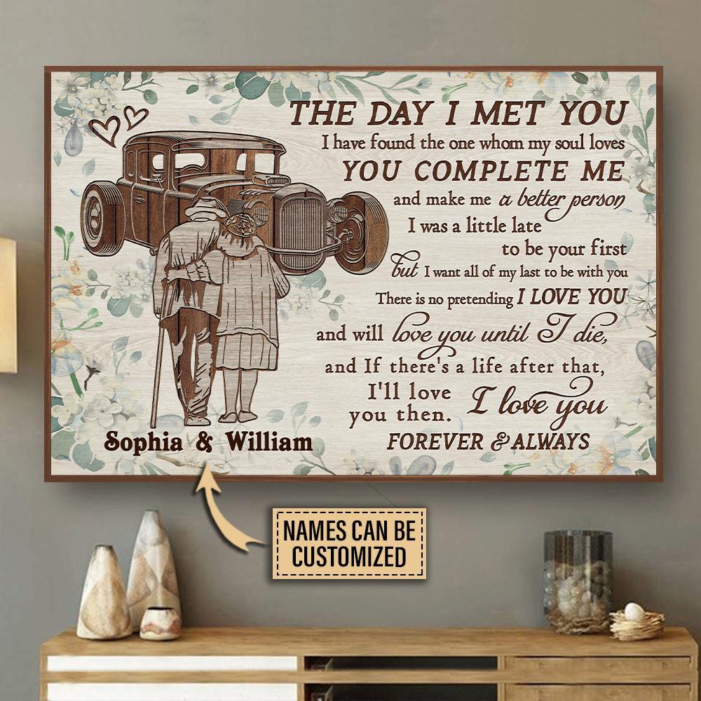 Personalized Hot Rod Floral Old Couple The Day I Met Customized Poster