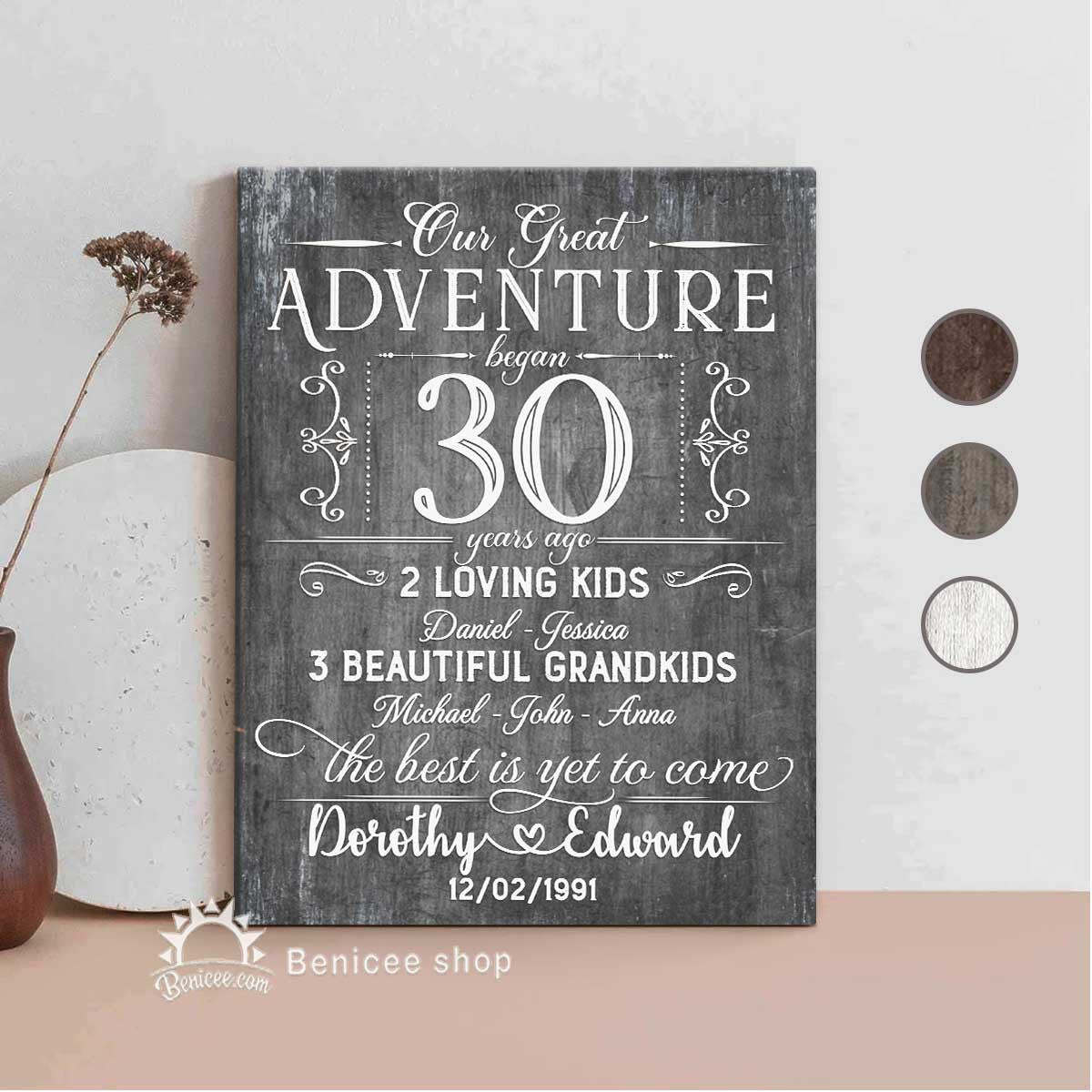 30Th Wedding Anniversary Gift Ideas For Couples Wall Art Canvas Our Great Adventure Gift For Couples Gift For Family, Wall Art Decor, Canvas Print, Home Decor