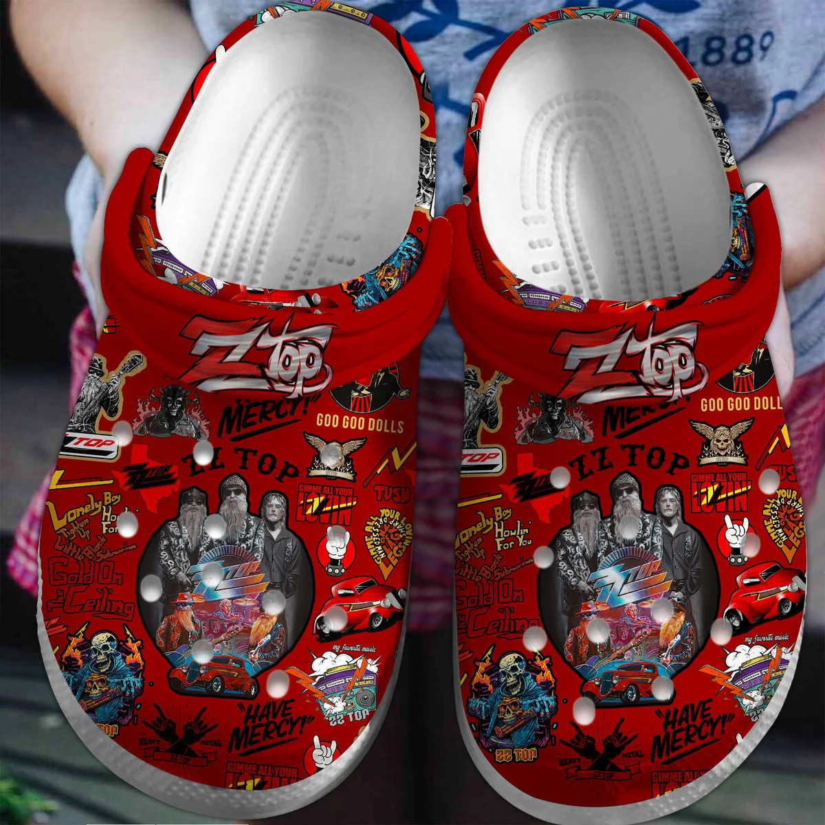 ZZ Top Rock Band Music Crocs Crocband Clogs Shoes Comfortable For Men Women and Kids