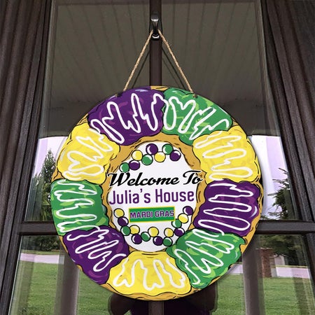 Personalized Mardi Gras Ornaments, Welcome To My House Mardi Gras Door Sign , Wooden Sign