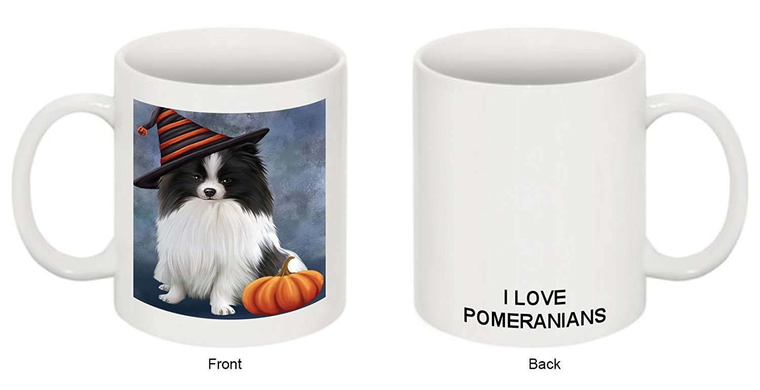 Christmas Happy Holidays Pomeranian Puppy Wearing Witch Hat Mug Cmg0663