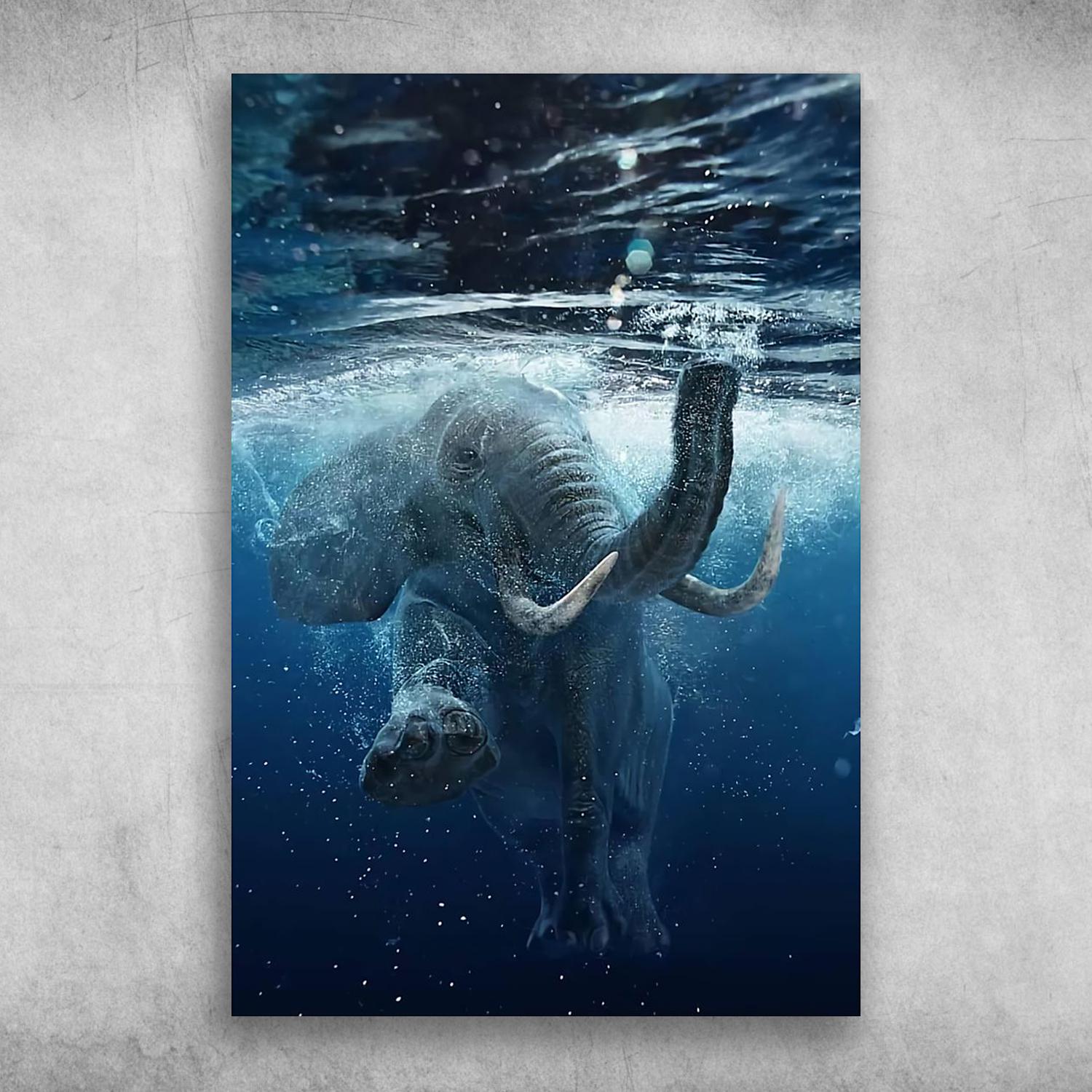 A Diving Elephant Save The Elephant Save The Animals Poster Print, Canvas Print, Canvas Wall Art, Canvas And Poster Wall Decor