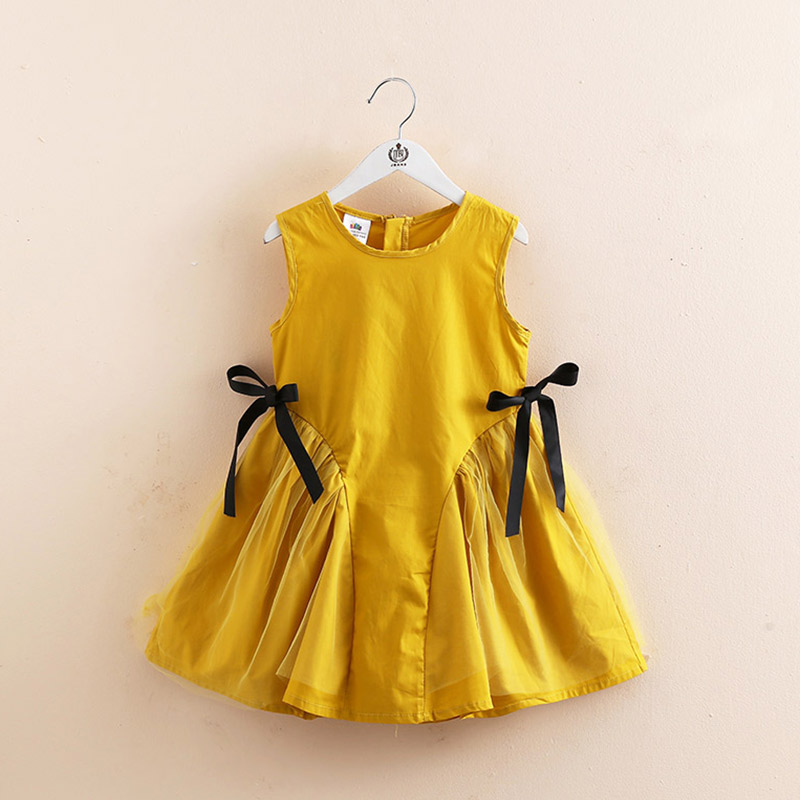 2022 Summer 3 4 5 6 7 8 9 10 11 12 Years Children’s Elegant Sold Color Cotton Bow Lace Patchwork Kids Sundress Tank Girls Dress alx