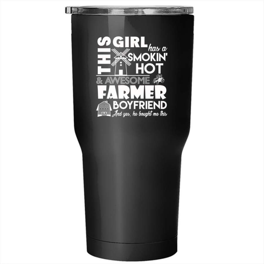 This Girl Has An Awesome Farmer Boyfriend Tumbler 30 oz Stainless Steel, Couple Travel Mug