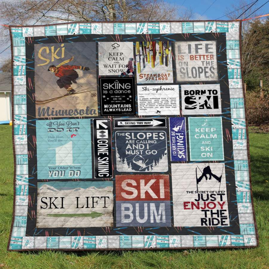 Wozoro Quilt Blanket Skiing Life Is Better On The Slopes Twin Queen King Size