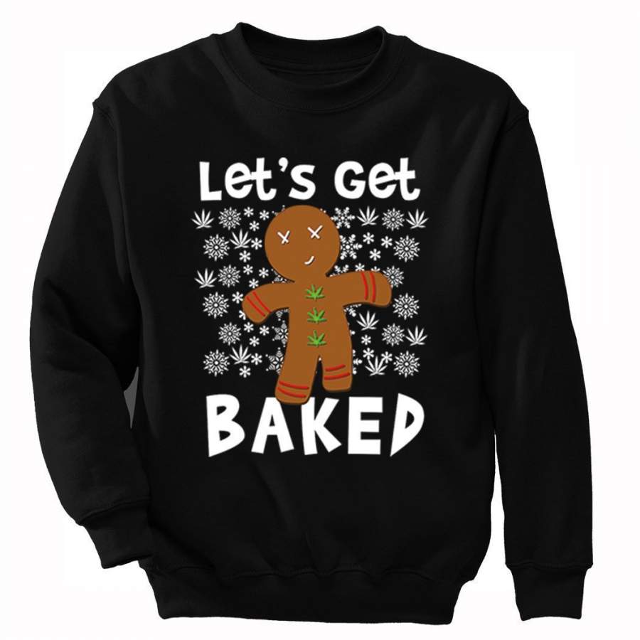 XtraFly Apparel Men’s Let’s Get Baked Gingerbread Cookie Ugly Christmas Pullover Crewneck-Sweatshirt