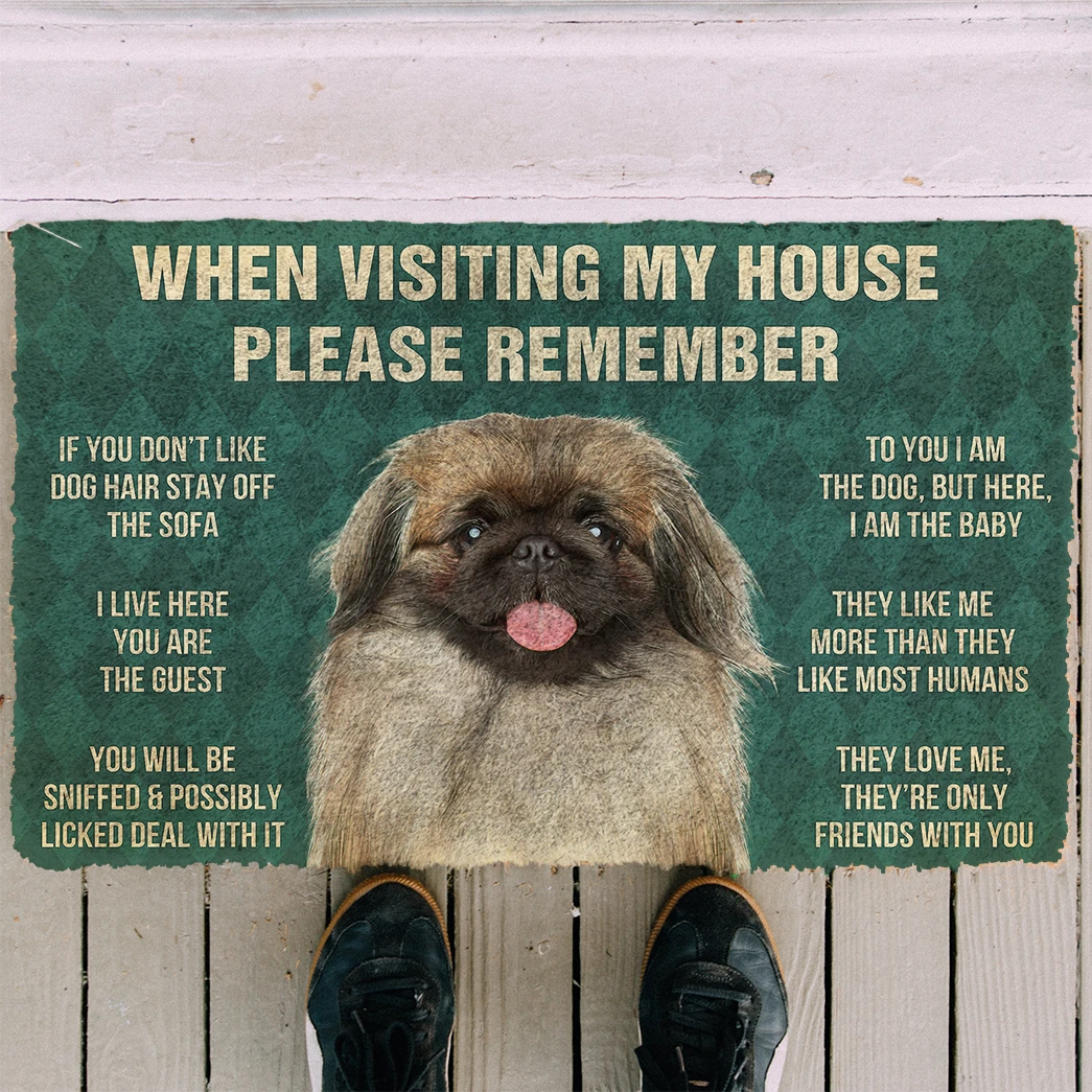 3D Please Remember Pekingese House Rules Custom Doormat