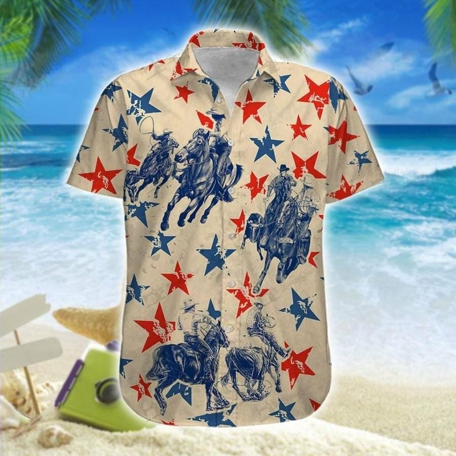 Hawaii Aloha Shirts American Team Roping Ha40812