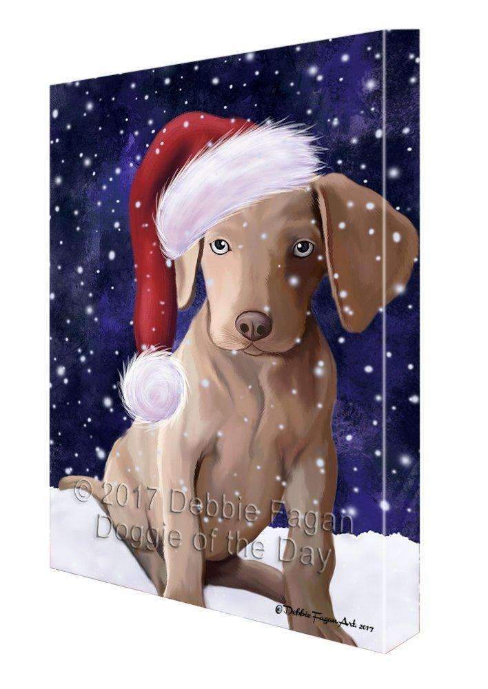 Let It Snow Christmas Happy Holidays Weimaraner Puppy Print On Canvas Wall Art Cvs702