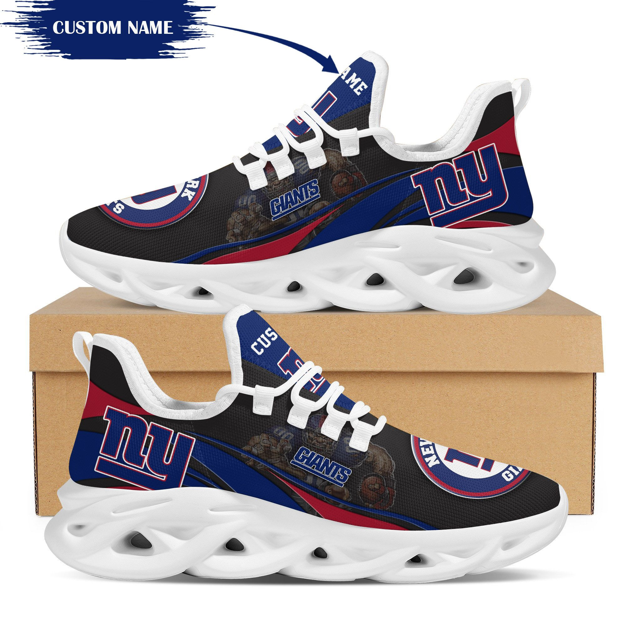 New York Giants Mascot Custom Name Personalized Max Soul Sneakers Running Sports Shoes For Men