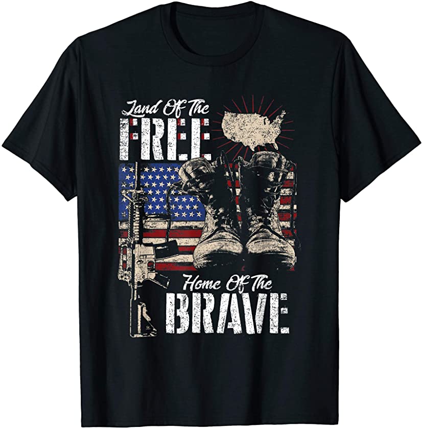 Vintage Land Of The Free Home Of The Brave U.S Army Veteran T-Shirt