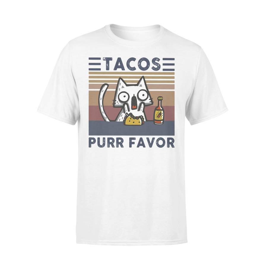 Tacos Purr Favor Cat Vintage Retro T-shirt