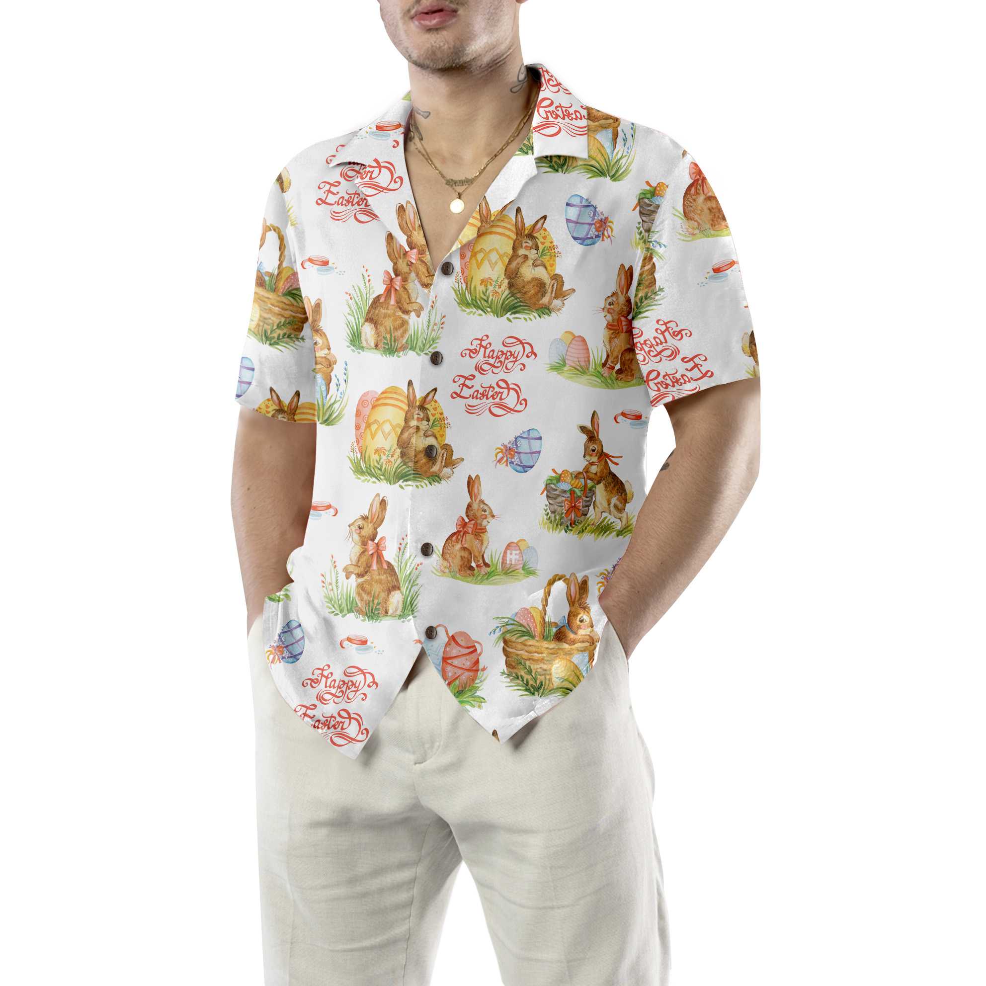 Happy Bunny And Eggs Easter Hawaii Shirt For Men Women Ha11403