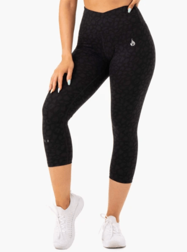 AMAZON 7/8 LEGGINGS – BLACK LEOPARD