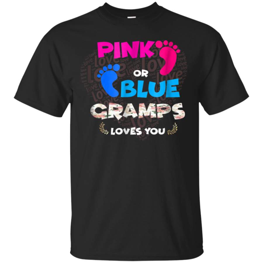 AGR Baby Gender Reveal Pink or Blue Gramps Loves You T Shirt Fa