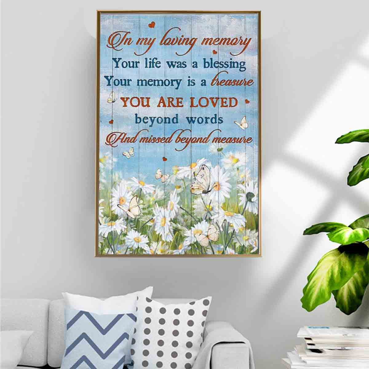 White Butterflies Flying On Daisy Field Poster -Your Life Was A Blessing Canvas Home Decoration Birthday Gifts For Women – Gigo Smart