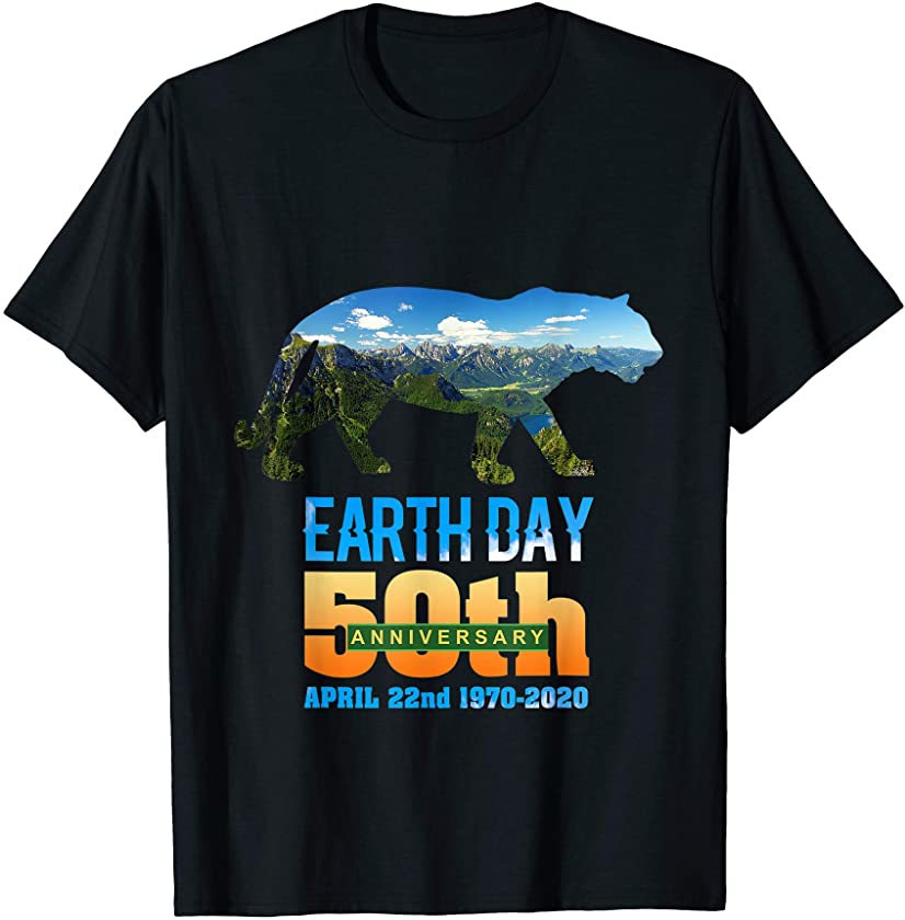 50th Anniversary Earth Day Gift Tiger Silhouette T-Shirt