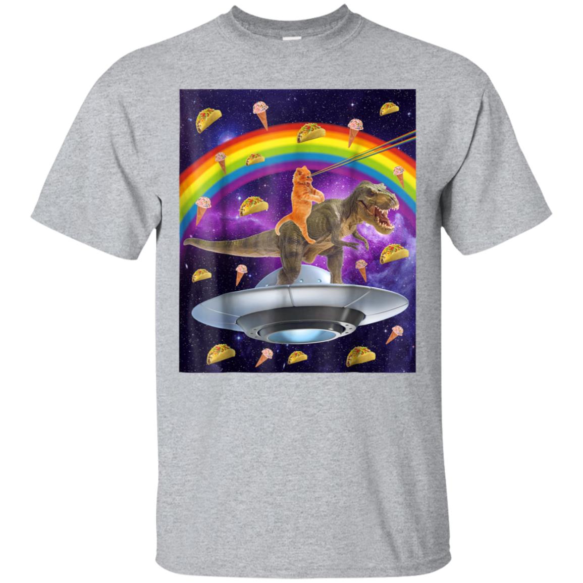 Taco Kitty Rainbow Laser Eye T-Rex Riding Space Cat Shirt