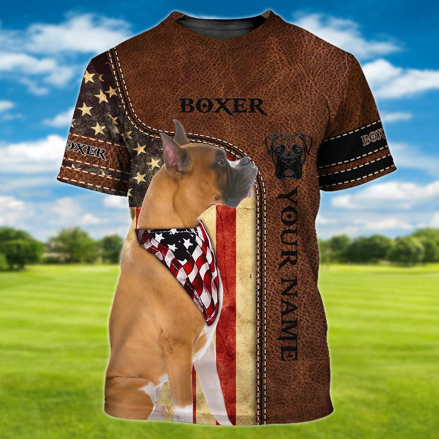 Custom 3D Boxer On T Shirt American Flag Pattern