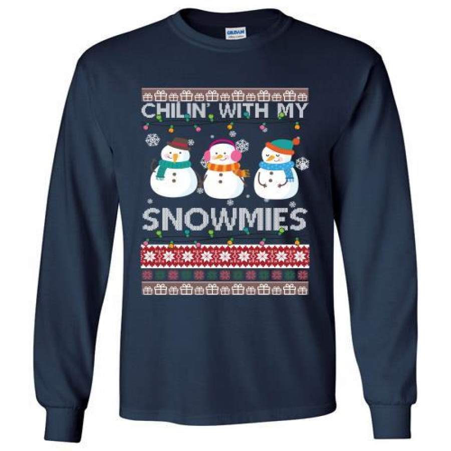 Chillin With My Snowmies Funny Ugly Christmas Long Shirt