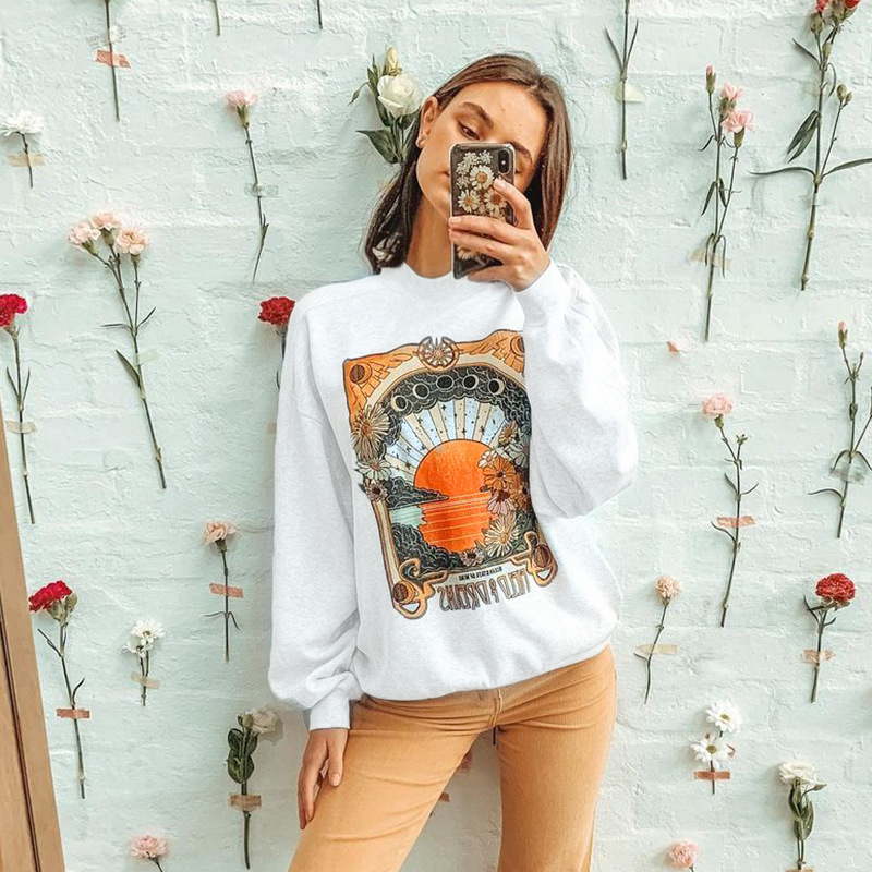 Y2k Aesthetic Graphic Sweatshirt for Women Teen Girls Crewneck Vintage Oversized Pullover Preppy Tops 90s E Girls Clothing alx