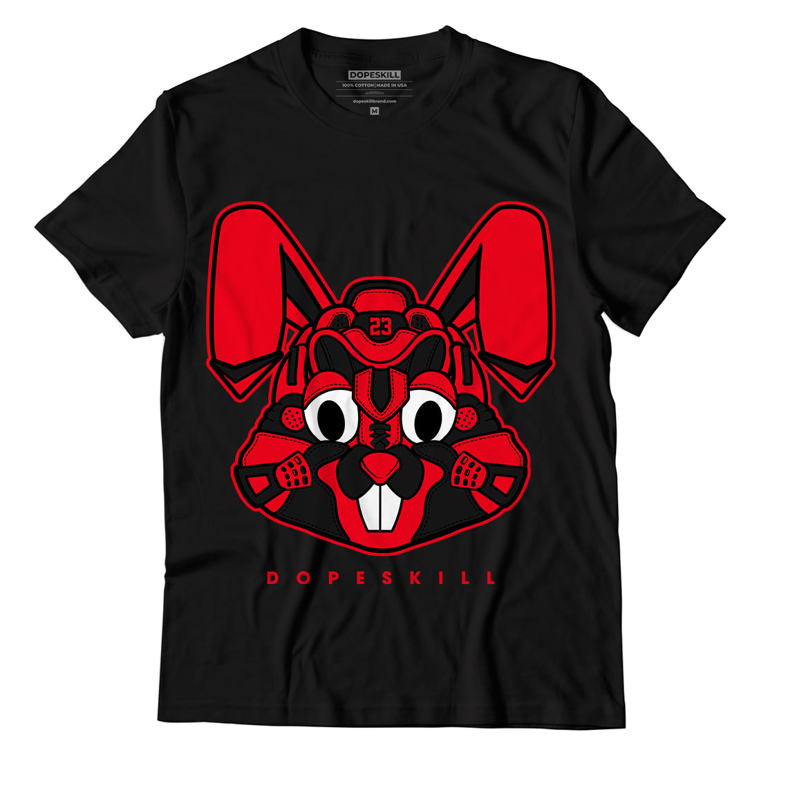 Jordan 4 Red Thunder Dopeskill T-Shirt Sneaker Rabbit Graphic