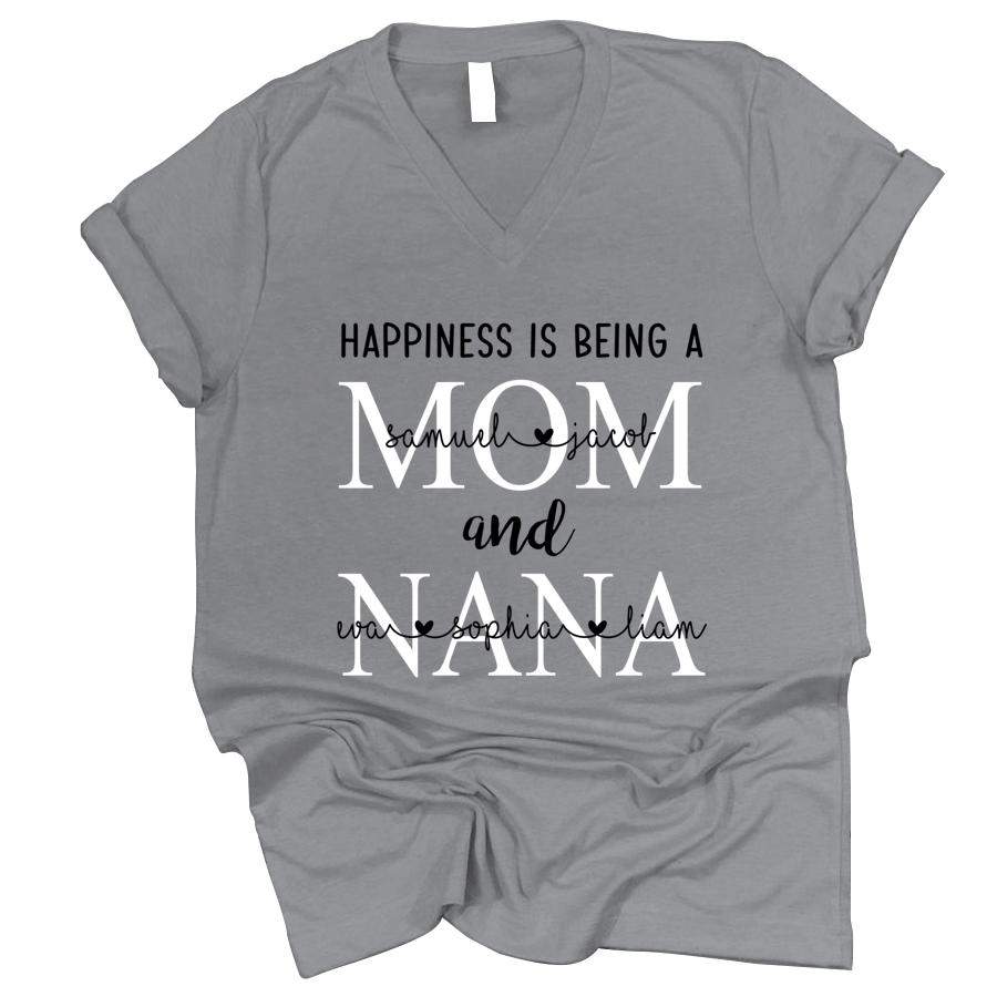 PERSONALIZED HAPPINESS IS BEING A MOM AND GRANDMA SHIRT