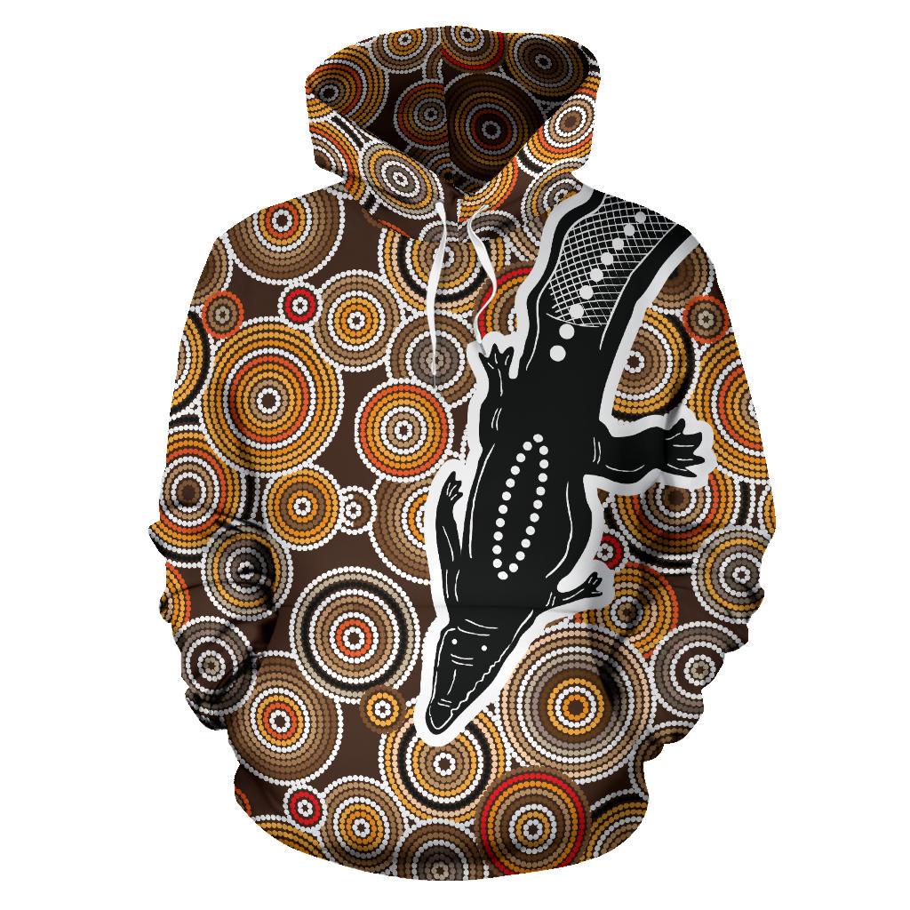 Aboriginal Hoodie – Crocodile Patterns Circle Dot Painting – BRANDAX