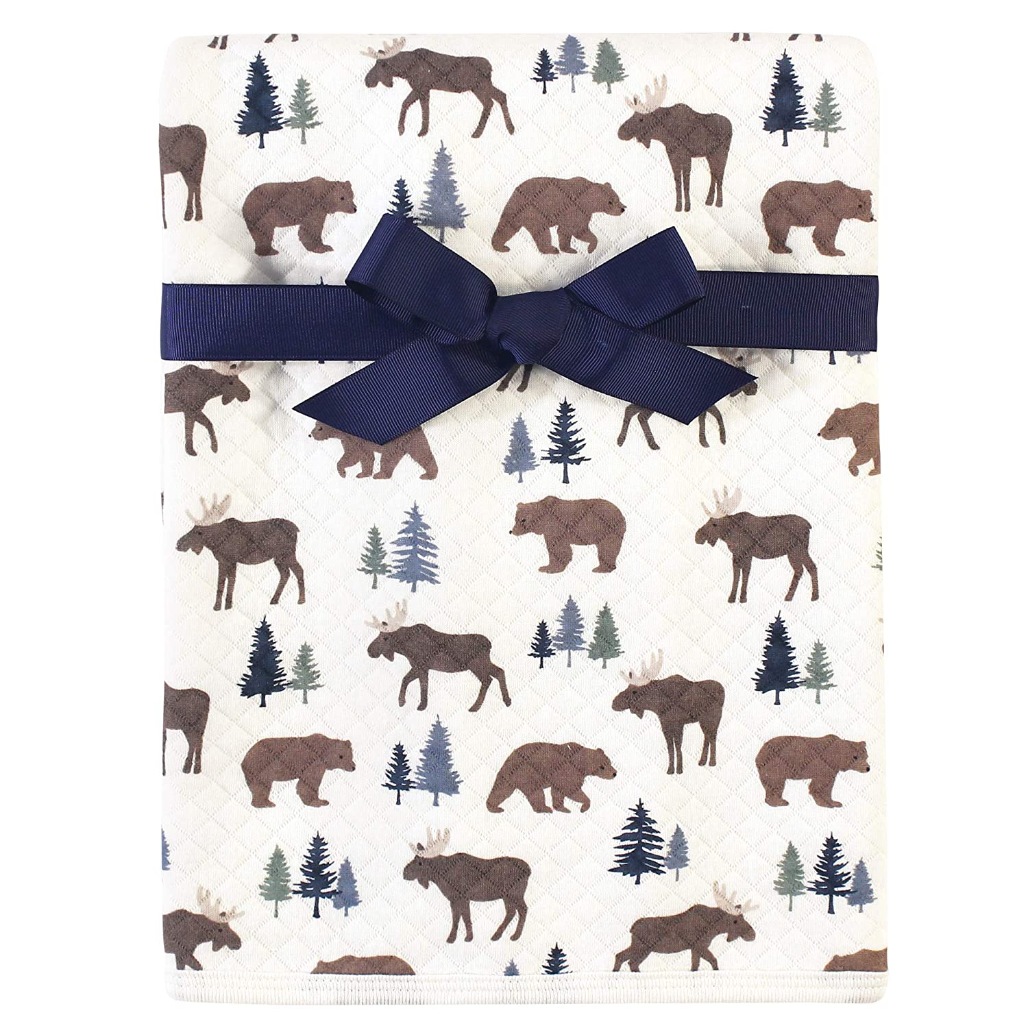 Unisex Baby Quilted Multi-Purpose Swaddle, Receiving, Stroller Blanket, Moose Bear 1-Pack, One Size, Bear, Blanket