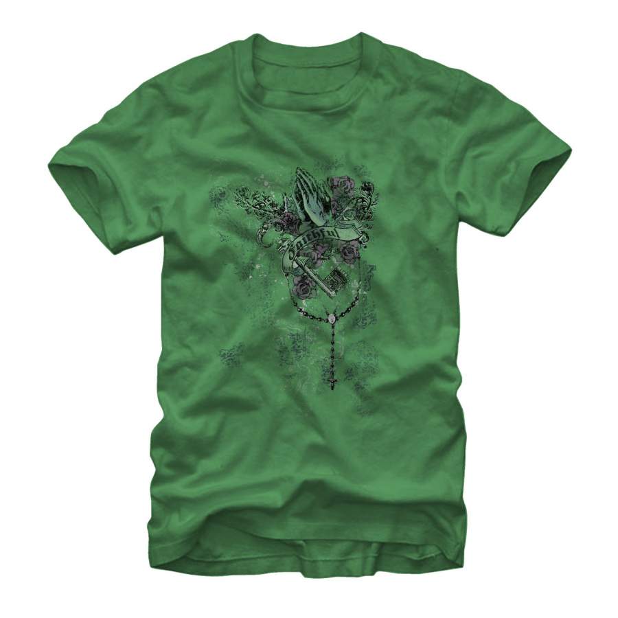 Aztlan Men’s Faithful Prayer  T Shirt Kelly Green