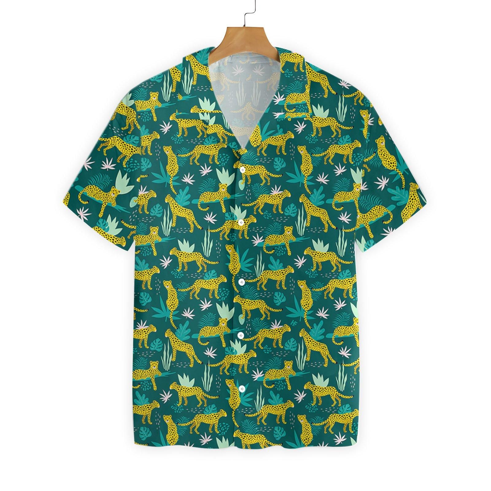 Leopards And Tropical Leaves 0307 Hawaii Shirt Ha3095