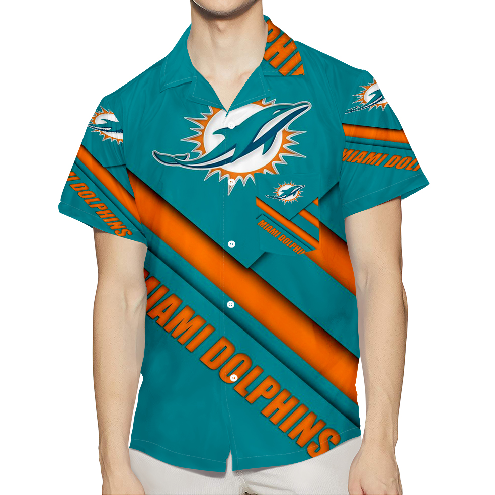 Miami Dolphins Logo Pattern 3 3D All Over Print Summer Beach Hawaiian Shirt With Pocket