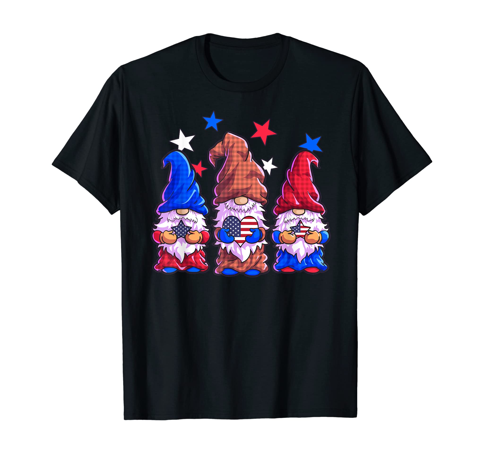 Gnomes 4th Of July Shirt Women Girls American Flag Stars T-Shirt