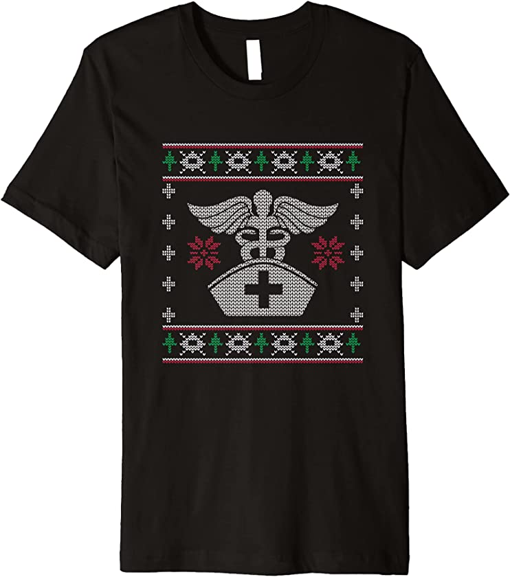 Ugly Christmas Nurse Doctor CNA Santa Claus New Year Nursing Premium T-Shirt