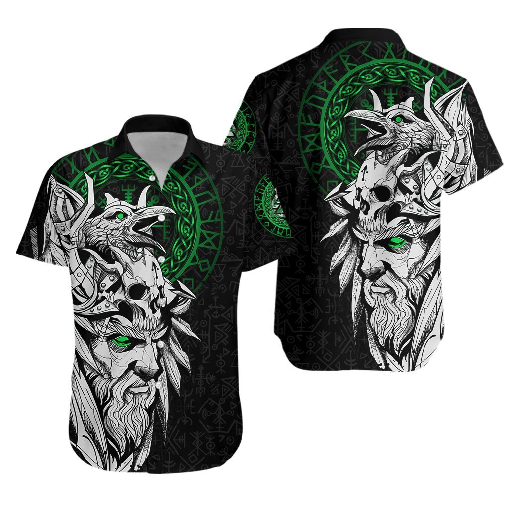 Viking Odin And Raven Green Hawaii Shirt For Men Women Adult Ha25728