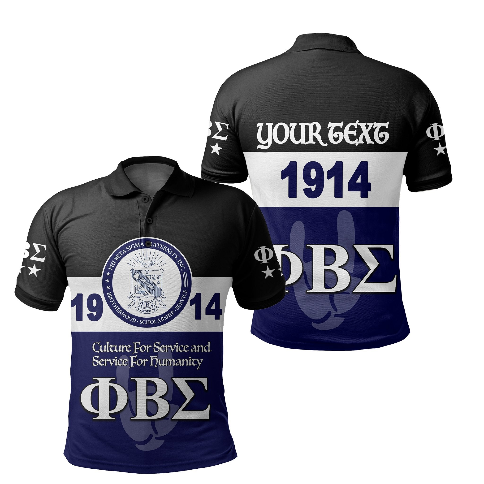 (Custom Personalised)Phi Beta Sigma Polo Shirt 1914 Simple Style Lt6