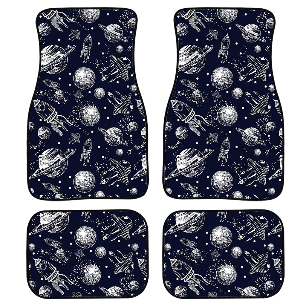 Galaxy Ufo Pattern Print Front And Back Car Floor Mats, Front Car Mat