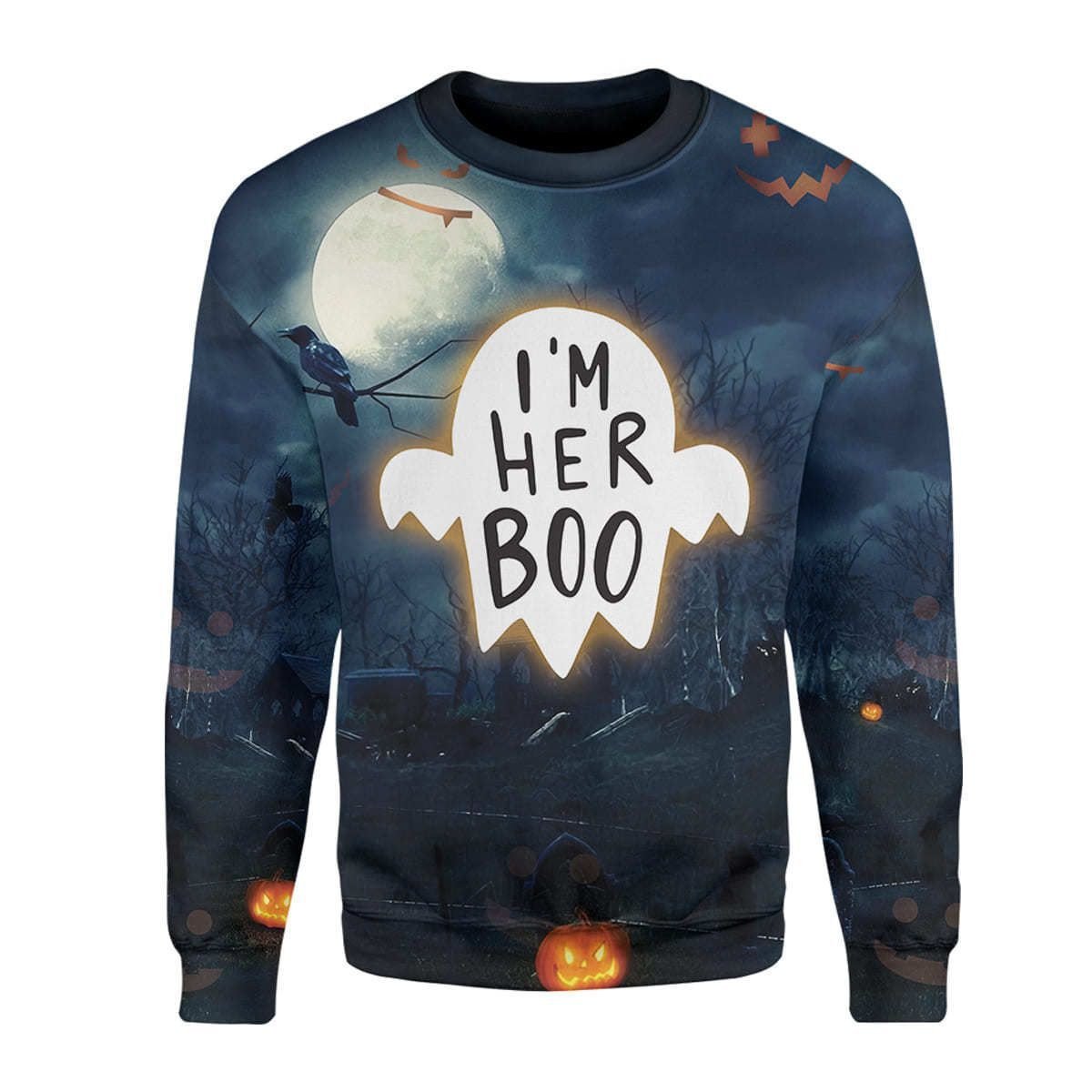 3D Halloween Her Boo His Witch Couple 3D Sweatshirt