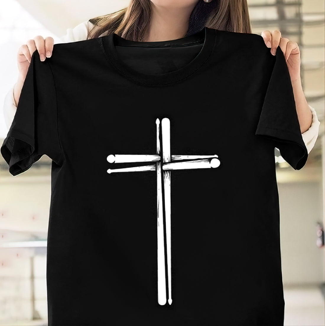 Drum Stick Cross Christian Gift For Drummer Standard/Premium T-Shirt Hoodie