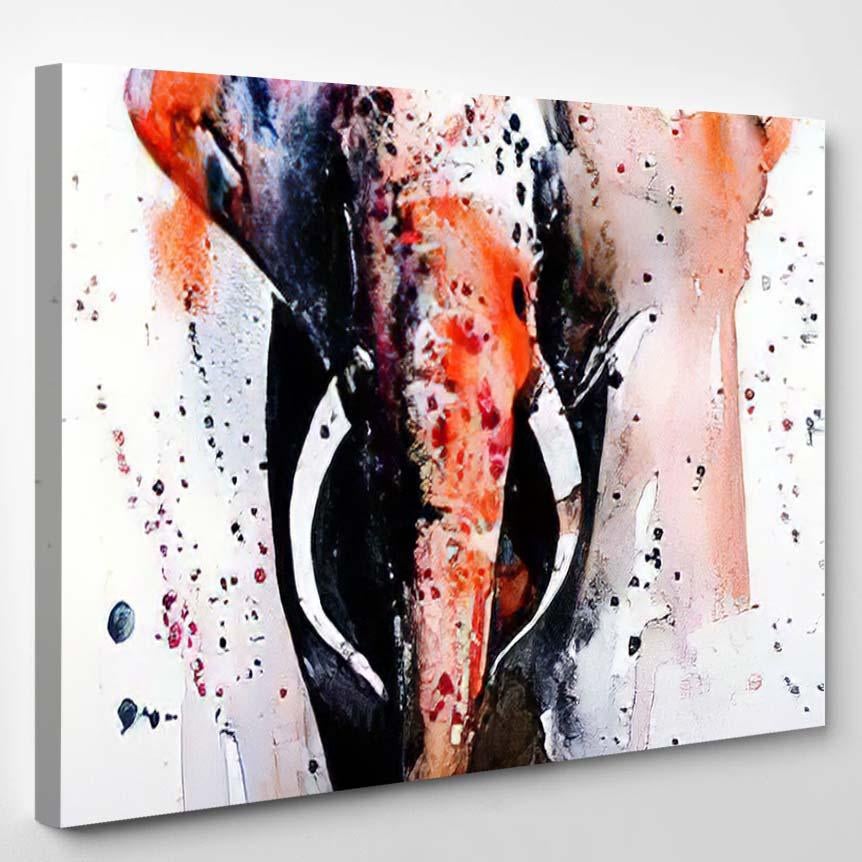 Watercolor Animal Elephant Art Painting – Abstract Canvas Print