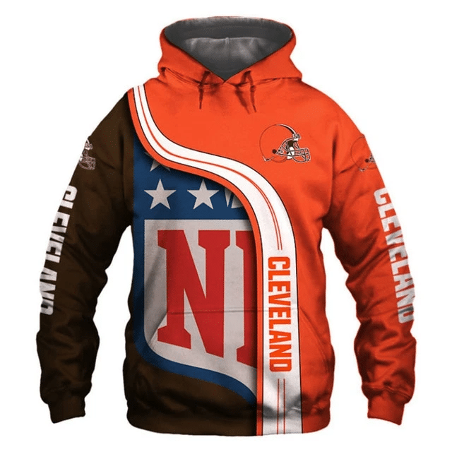 Cleveland Browns Curved Stripes 3D Hoodie