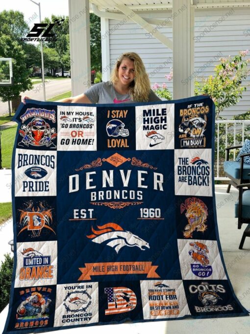 Denver Broncos Quilt Blanket Nt