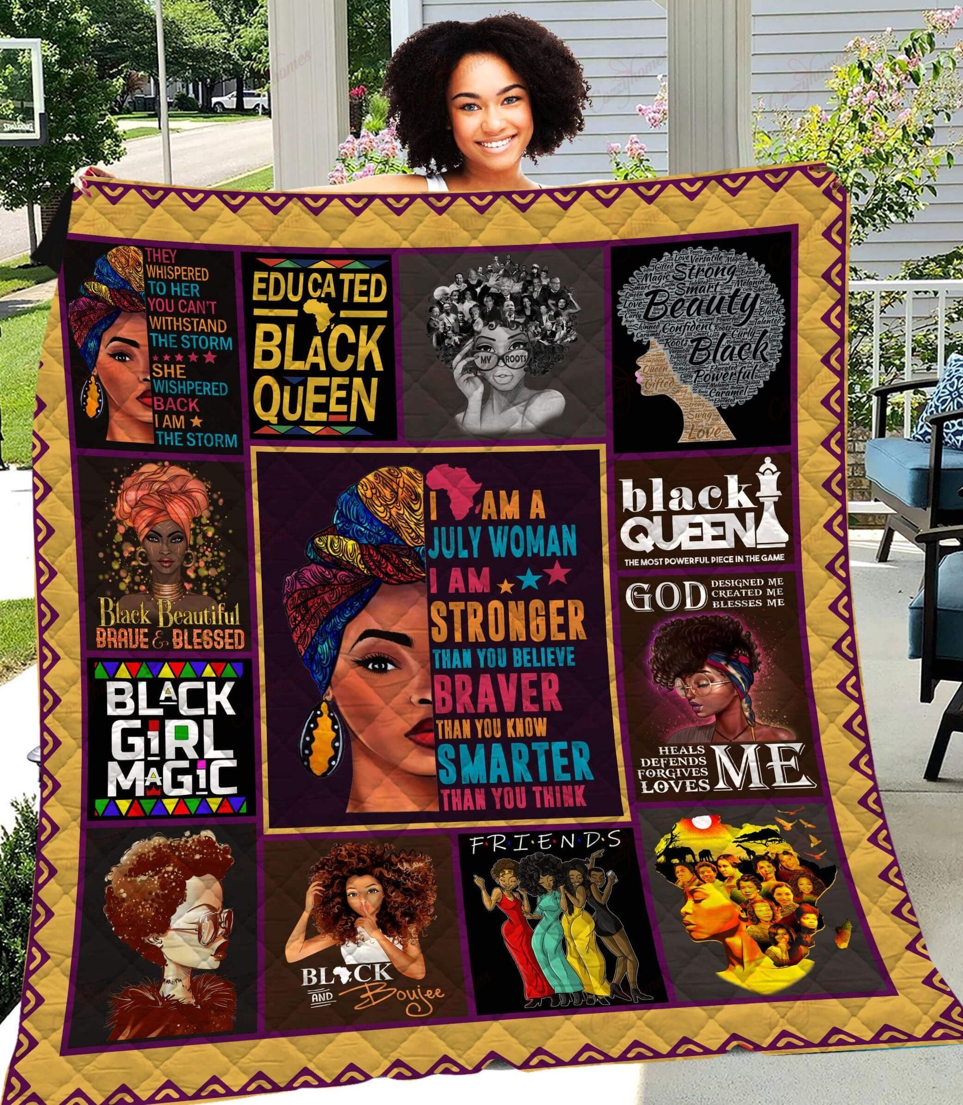 I Am A July Woman Stronger Braver Smarter Black Queen YU0104298CL Quilt Blanket