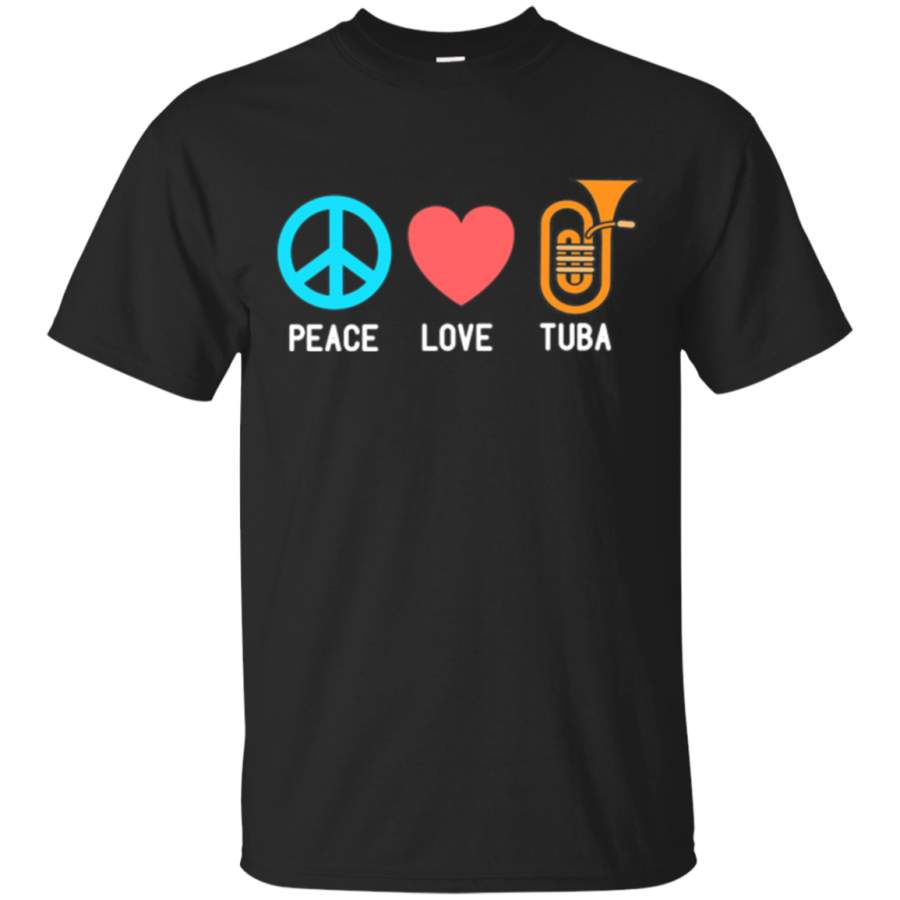 AGR Peace Love Tuba Player Music Retro Marching Band Tshirt