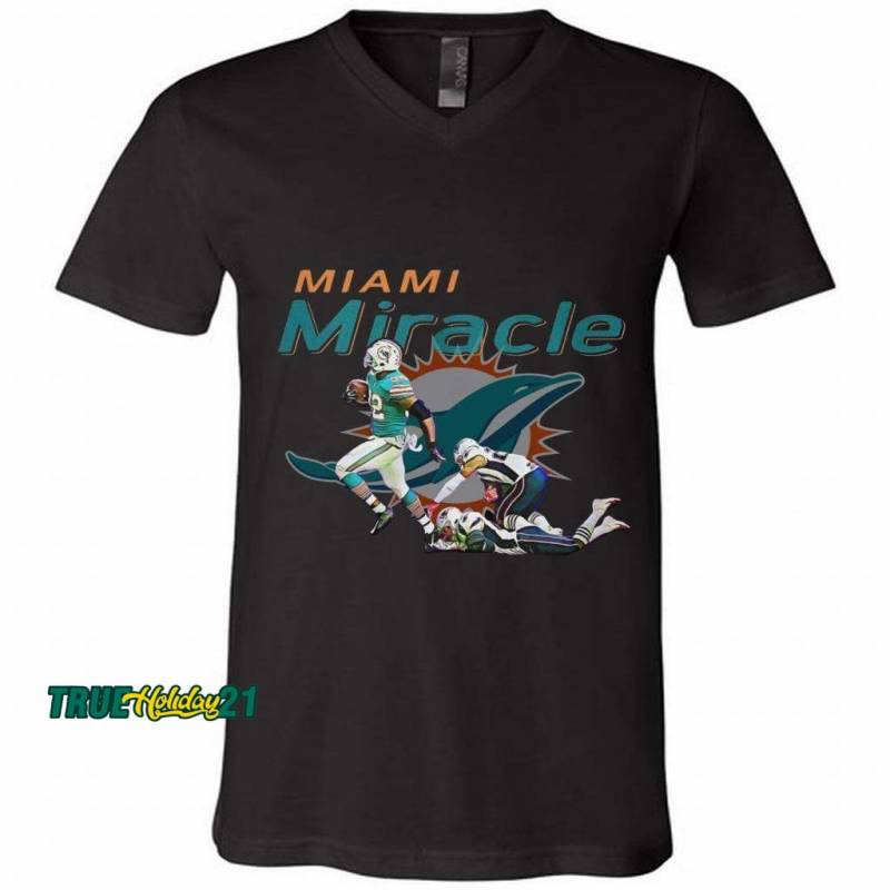 The Miami Miracle Kenyan Drake Beats The Patriots V-Neck Shirt