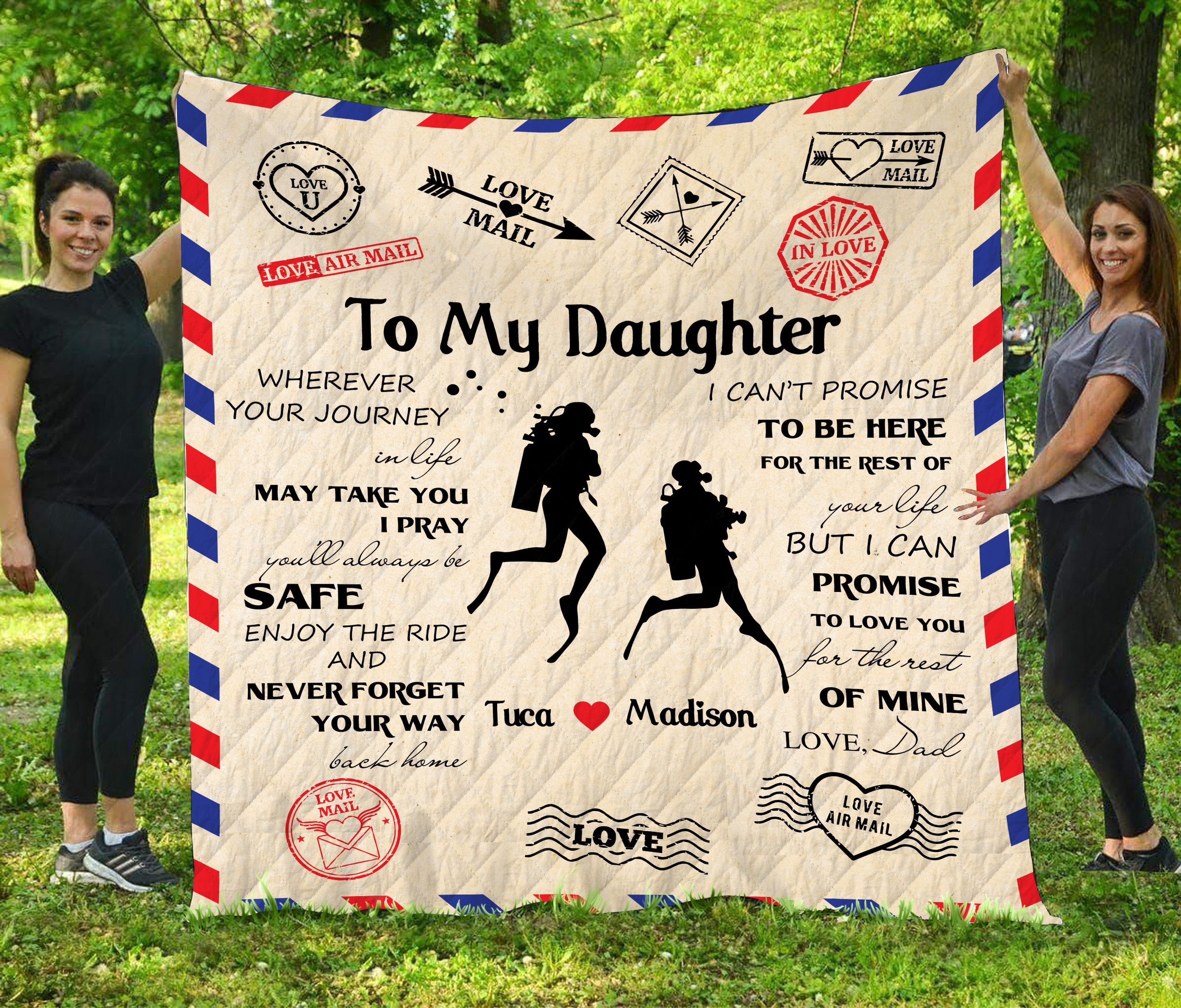 To My Daughter Scuba Diving Quilt Blanket Ba