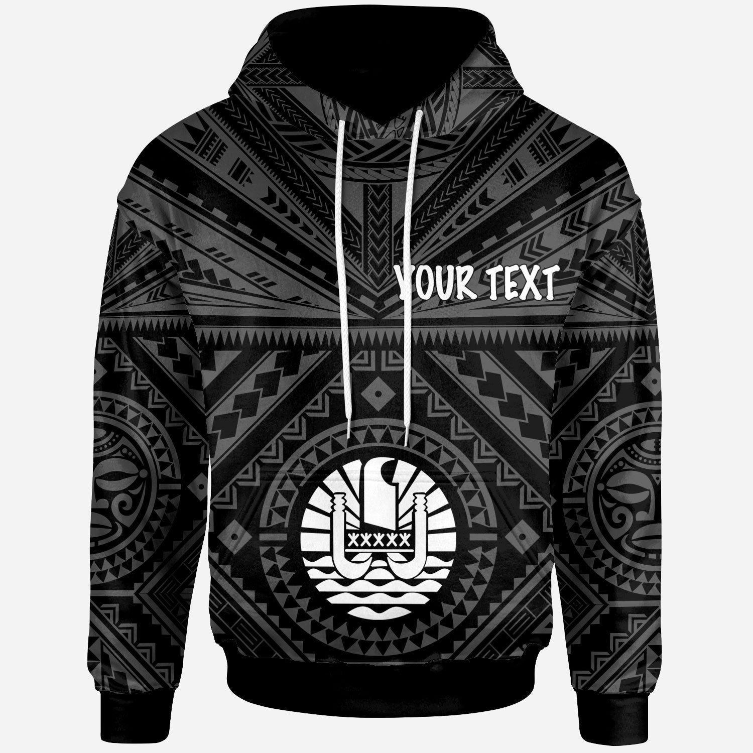 Tahiti Personalised Hoodie - Tahiti Seal In Polynesian Tattoo Style ...