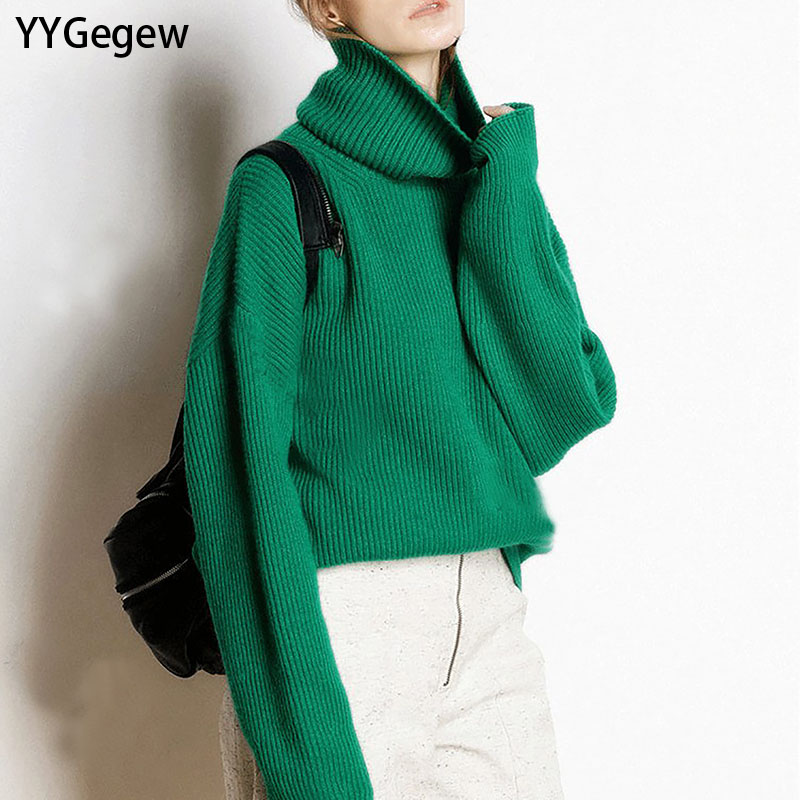 YYGegew Women’s Sweater Autumn Winter Warm Turtlenecks Casual Loose Oversized Lady Sweaters Knitted Pullover Top Pull Femme alx