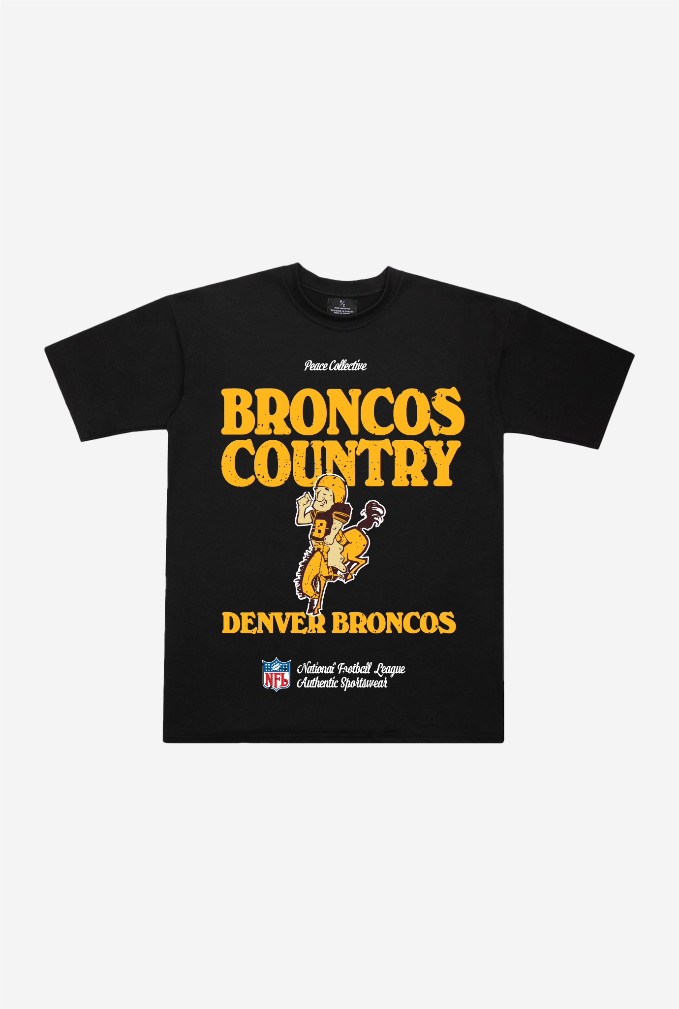 Denver Broncos Vintage Ad Heavyweight T-Shirt – Black